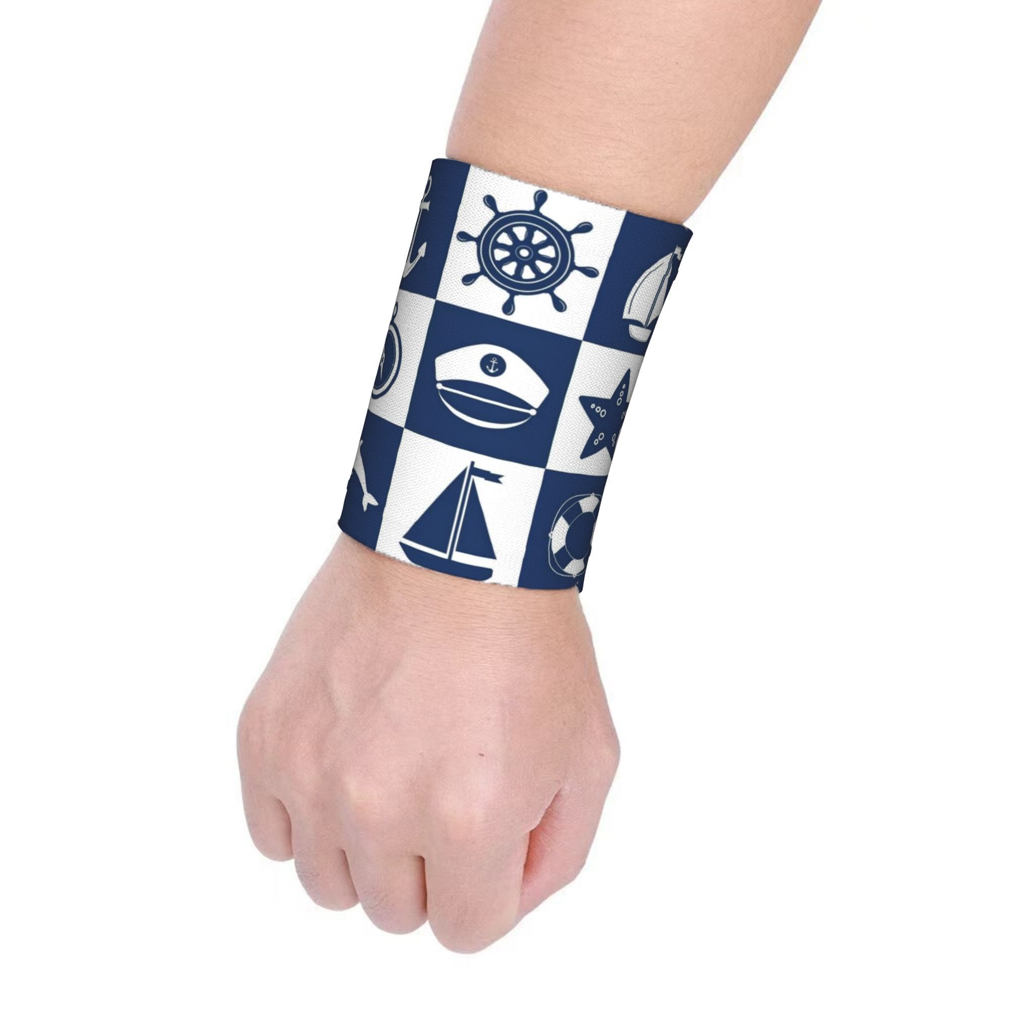 Nautical Anchor Print Sports Wristbands, Unisex